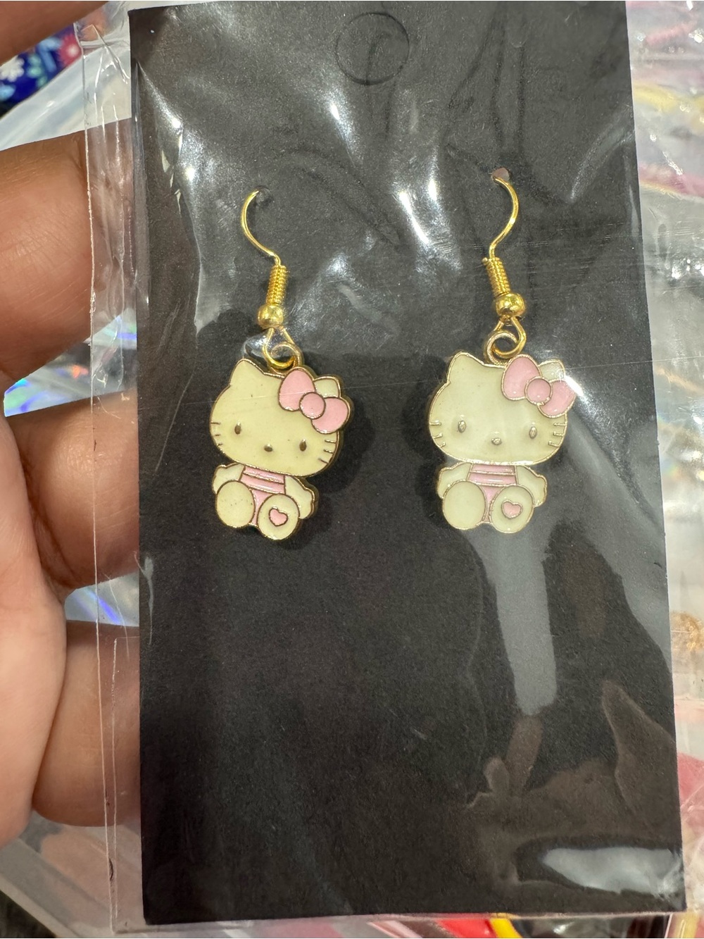 Kids Pink Character Dangle Earrings